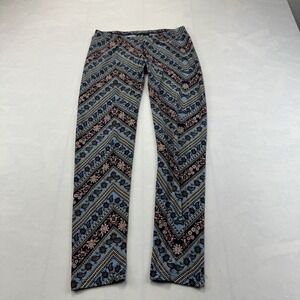 Kristin Nicole Women's Blue Floral Print Pants Size L Stretch